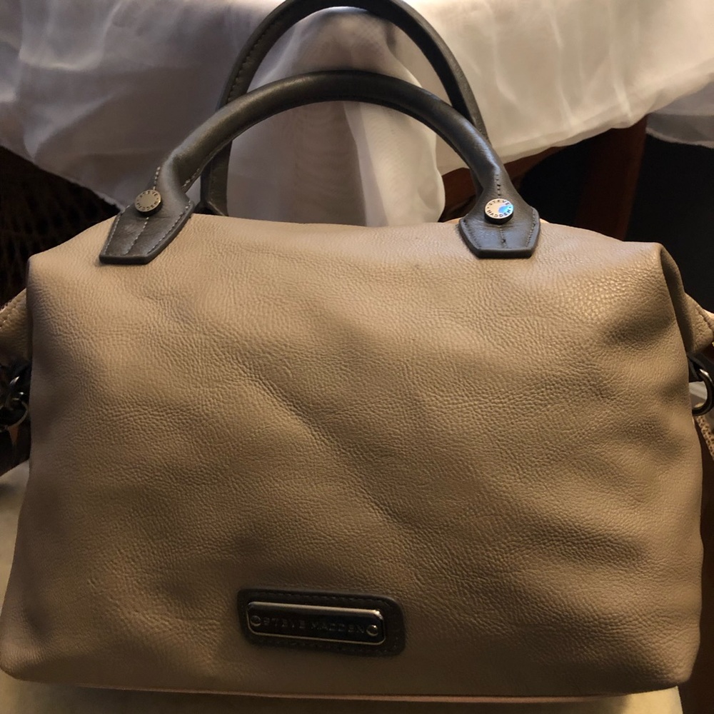 Steve Madden pink and gray satchel bag